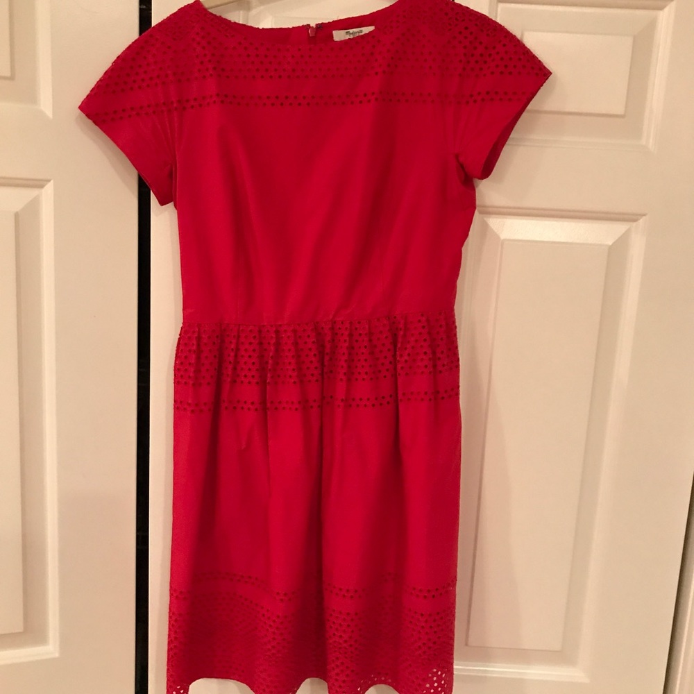 Red Madewell eyelet dress